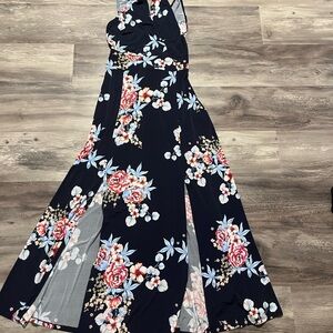 New York & Company Navy Floral Maxi Dress